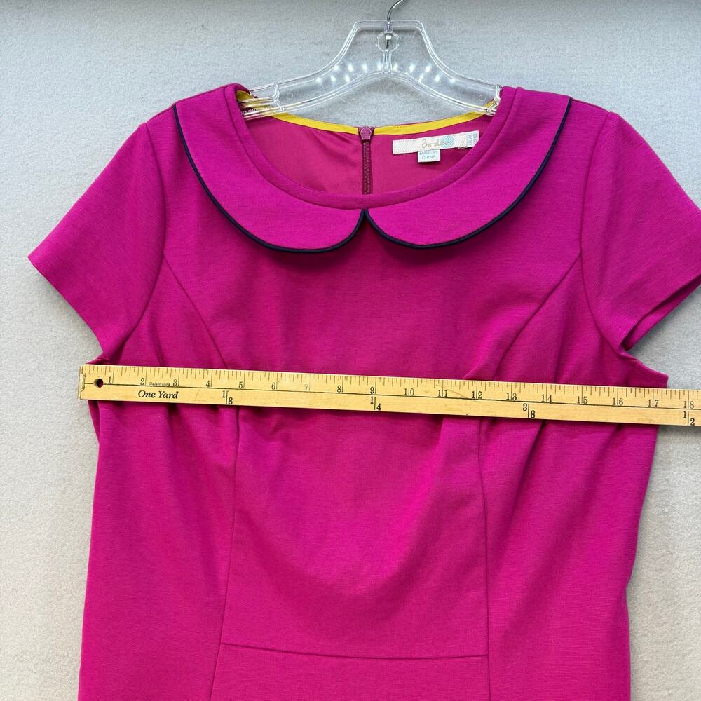 Boden Dress Women's 10 L Magenta Navy Short Sleave Sheath Dress Lined EUC - Picture 8 of 9